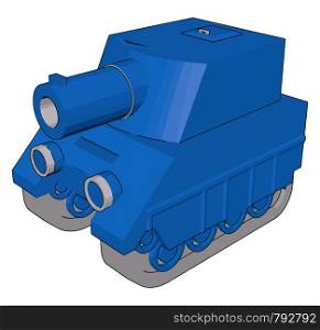 Small blue tank, illustration, vector on white background.