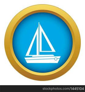 Small boat icon blue vector isolated on white background for any design. Small boat icon blue vector isolated
