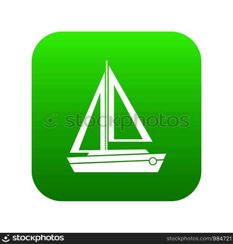 Small boat icon digital green for any design isolated on white vector illustration. Small boat icon digital green