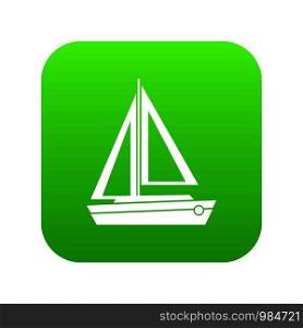 Small boat icon digital green for any design isolated on white vector illustration. Small boat icon digital green