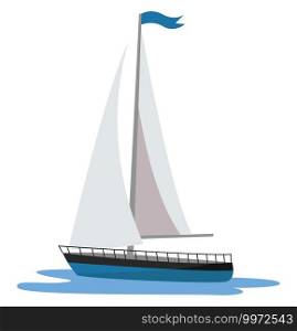 Small boat on water, illustration, vector on white background