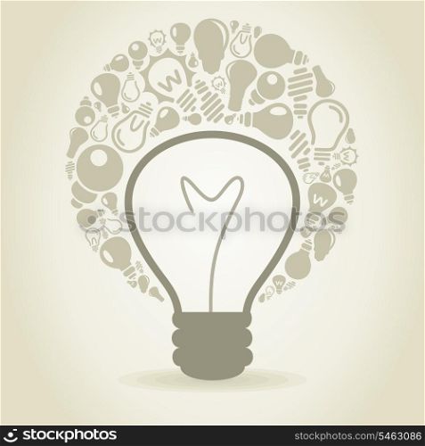 Small bulbs round a bulb. A vector illustration