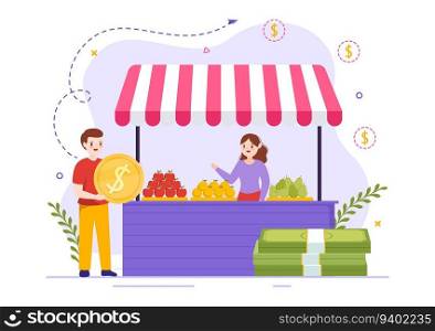 Small Business Loan Vector Illustration with Store Support Protection and Growth to Develop in Flat Cartoon Hand Drawn Background Templates
