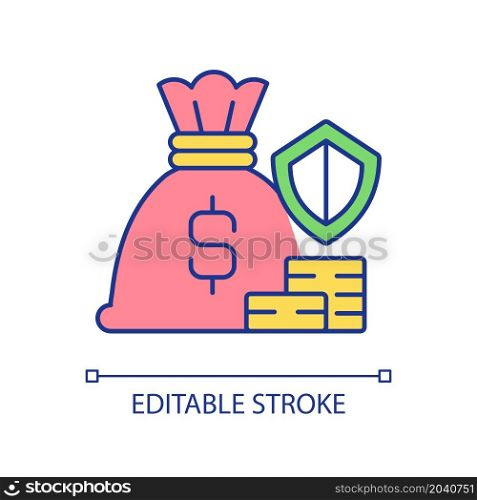 Small business saving protection RGB color icon. Business earnings safety. Financial support of small business. Isolated vector illustration. Simple filled line drawing. Editable stroke. Small business saving protection RGB color icon