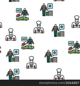 Small Business Worker Occupation Vector Seamless Pattern Thin Line Illustration. Small Business Worker Occupation Vector Seamless Pattern