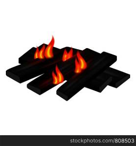 Small camp fire icon. Realistic illustration of small camp fire vector icon for web design. Small camp fire icon, realistic style