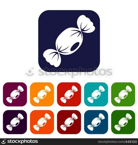 Small candy icons set vector illustration in flat style In colors red, blue, green and other. Small candy icons set flat