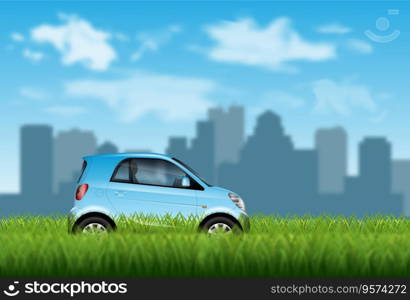 Small car on grass vector image