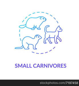 Small carnivores concept icon. Wild and domestic animals. Food chain predators. Land ecosystem idea thin line illustration. Vector isolated outline RGB color drawing