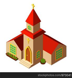 Small church icon. Isometric illustration of small church vector icon for web. Small church icon, isometric style