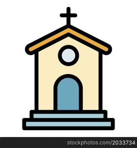 Small church icon. Outline small church vector icon color flat isolated. Small church icon color outline vector