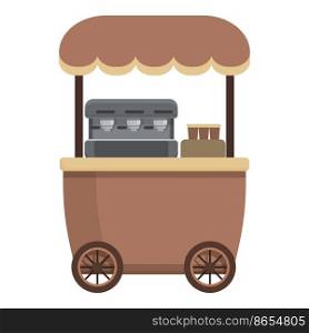Small coffee cart icon cartoon vector. Street market. Food park. Small coffee cart icon cartoon vector. Street market