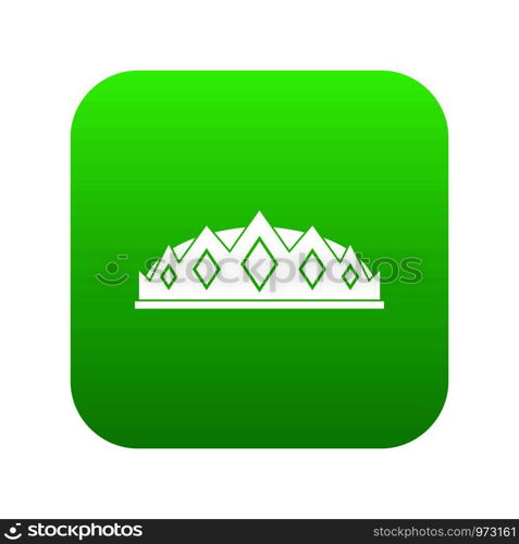 Small crown icon digital green for any design isolated on white vector illustration. Small crown icon digital green