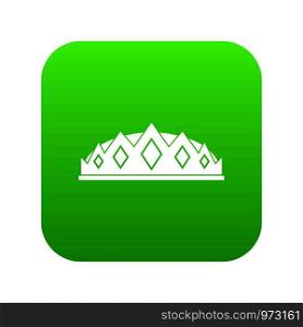 Small crown icon digital green for any design isolated on white vector illustration. Small crown icon digital green