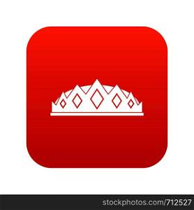 Small crown icon digital red for any design isolated on white vector illustration. Small crown icon digital red