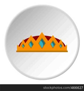 Small crown icon in flat circle isolated on white background vector illustration for web. Small crown icon circle