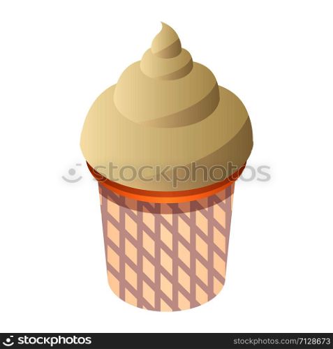 Small cupcake icon. Isometric of small cupcake vector icon for web design isolated on white background. Small cupcake icon, isometric style