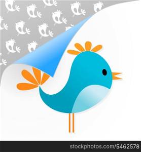 Small dark blue bird on a white background. A vector illustration