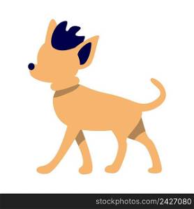 Small dog with stylish hairstyle semi flat color vector character. Punk subculture. Walking figure. Full body animal on white. Simple cartoon style illustration for web graphic design and animation. Small dog with stylish hairstyle semi flat color vector character