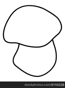 Small Edible porcini mushroom - vector linear coloring picture with edible forest mushroom. Outline. Edible mushroom for logo, sign or coloring book 