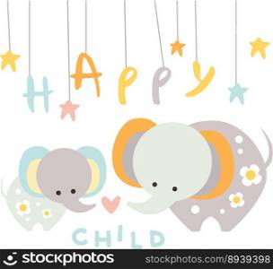 Small elephant with mom vector image