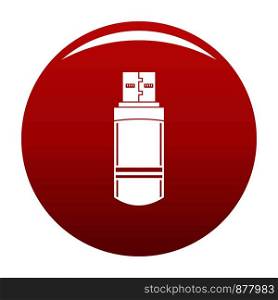Small flash drive icon. Simple illustration of small flash drive vector icon for any design red. Small flash drive icon vector red