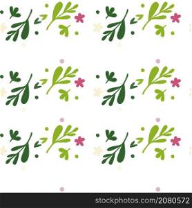 Small flowers and leaf seamless pattern. Floral endless ornament. Simple botanical backdrop. Doodle style print. Design for fabric , textile print, surface, wrapping, cover, Vector illustration. Small flowers and leaf seamless pattern. Floral endless ornament. Simple botanical backdrop.