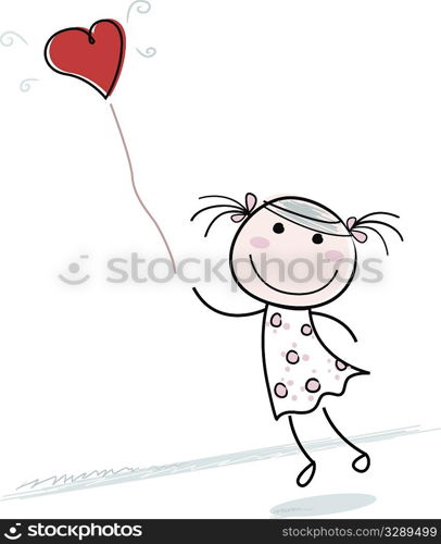 Small girl with heart shaped balloon