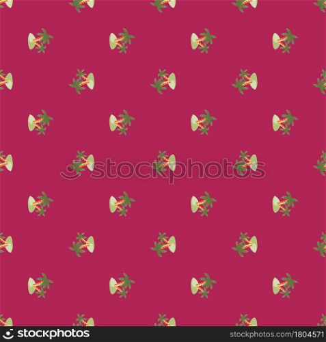 Small green island and palm tree elements shapes seamless pattern. Pink bright background. Doodle ornament. Designed for fabric design, textile print, wrapping, cover. Vector illustration.. Small green island and palm tree elements shapes seamless pattern. Pink bright background. Doodle ornament.