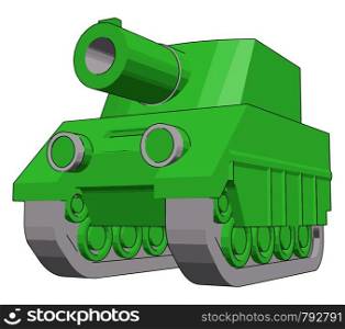 Small green tank, illustration, vector on white background.