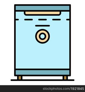 Small hotel freezer icon. Outline small hotel freezer vector icon color flat isolated on white. Small hotel freezer icon color outline vector