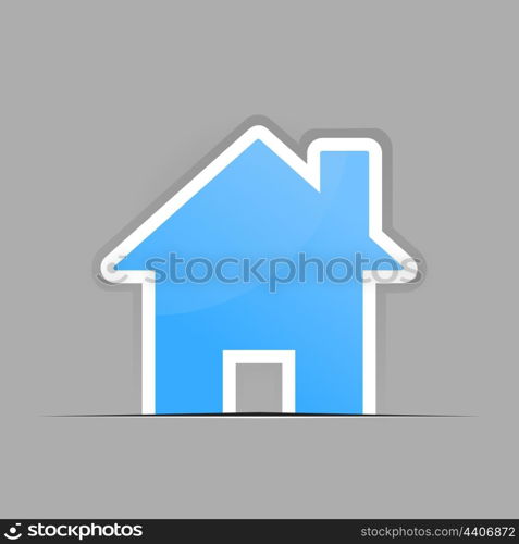 Small house. The small blue house on a grey background. A vector illustration