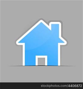 Small house. The small blue house on a grey background. A vector illustration