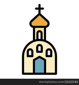 Small jesus church icon. Outline small jesus church vector icon color flat isolated. Small jesus church icon color outline vector