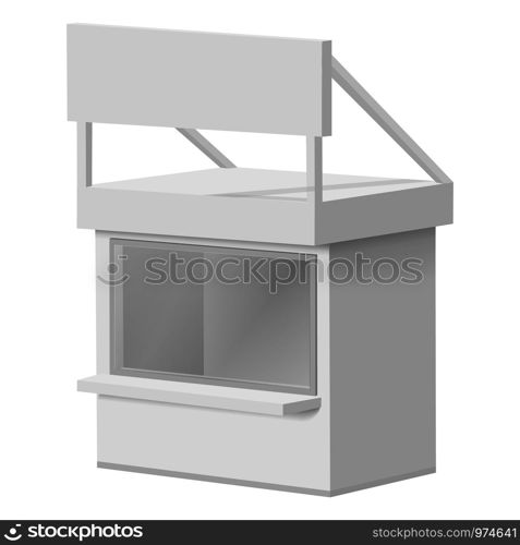 Small kiosk mockup. Realistic illustration of small kiosk vector mockup for web. Small kiosk mockup, realistic style