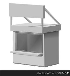 Small kiosk mockup. Realistic illustration of small kiosk vector mockup for web. Small kiosk mockup, realistic style