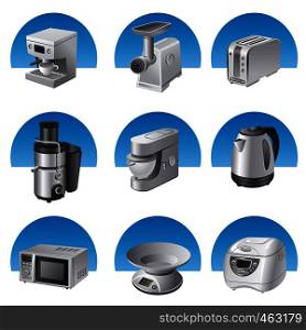small kitchen appliances icon set