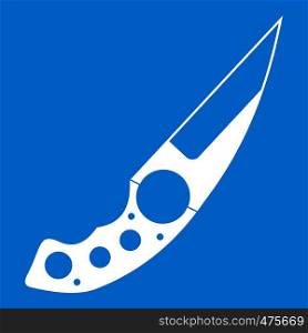 Small knife icon white isolated on blue background vector illustration. Small knife icon white