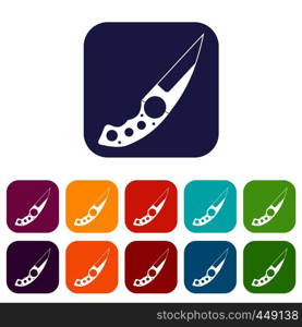 Small knife icons set vector illustration in flat style In colors red, blue, green and other. Small knife icons set flat