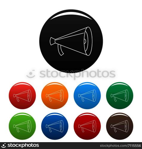 Small megaphone icon. Outline illustration of small megaphone vector icons set color isolated on white. Small megaphone icons set color vector