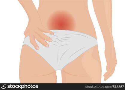 Small of back pain. Loins ache vector illustration on a white background