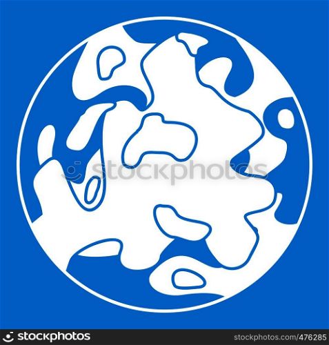 Small planet icon white isolated on blue background vector illustration. Small planet icon white