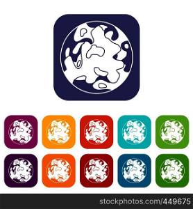 Small planet icons set vector illustration in flat style In colors red, blue, green and other. Small planet icons set flat