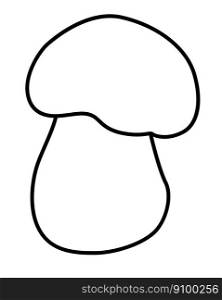 Small porcini mushroom - vector linear picture for coloring with edible forest mushroom. Outline. Edible mushroom for logo, sign or coloring book	