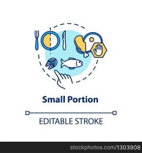 Small portion concept icon. Mindful eating, conscious nutrition idea thin line illustration. Limit plate size, avoid overeating. Vector isolated outline RGB color drawing. Editable stroke
