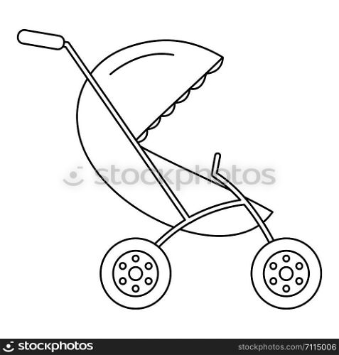 Small pram icon. Outline small pram vector icon for web design isolated on white background. Small pram icon, outline style
