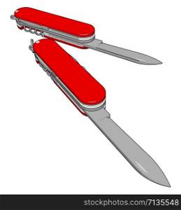 Small red knife, illustration, vector on white background.