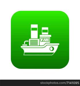 Small ship icon digital green for any design isolated on white vector illustration. Small ship icon digital green