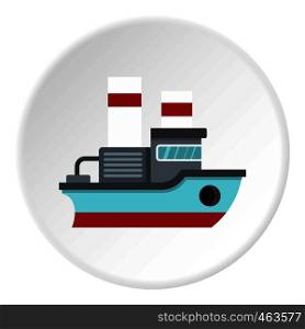 Small ship icon in flat circle isolated vector illustration for web. Small ship icon circle