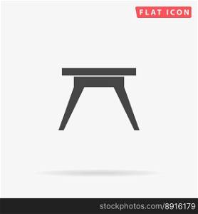 Small table. Simple flat black symbol with shadow on white background. Vector illustration pictogram